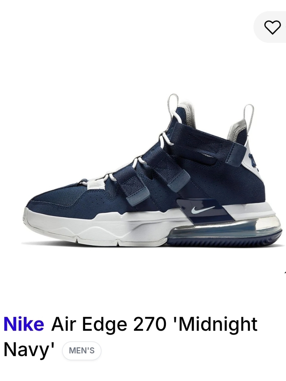 Nike Air Edge 270 Basketball sneakers in Midnight Navy Size 8.5 Mens